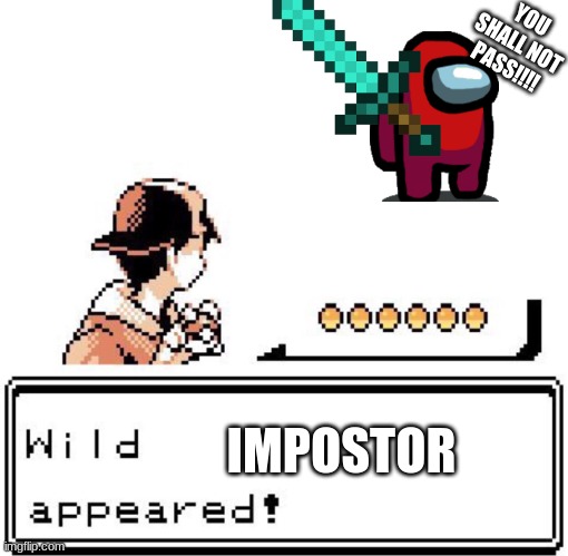Blank Wild Pokemon Appears | YOU SHALL NOT PASS!!!! IMPOSTOR | image tagged in blank wild pokemon appears | made w/ Imgflip meme maker