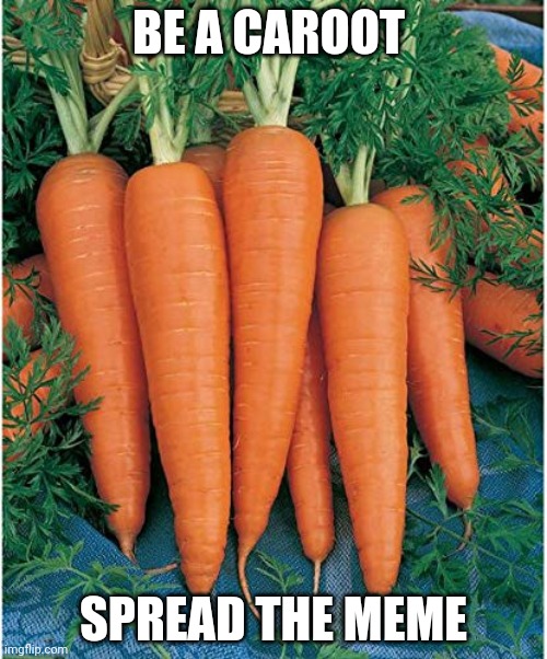 Caroot | BE A CAROOT; SPREAD THE MEME | image tagged in carrot | made w/ Imgflip meme maker