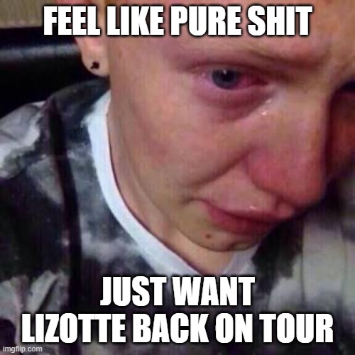 Feel like pure shit | FEEL LIKE PURE SHIT; JUST WANT LIZOTTE BACK ON TOUR | image tagged in feel like pure shit | made w/ Imgflip meme maker