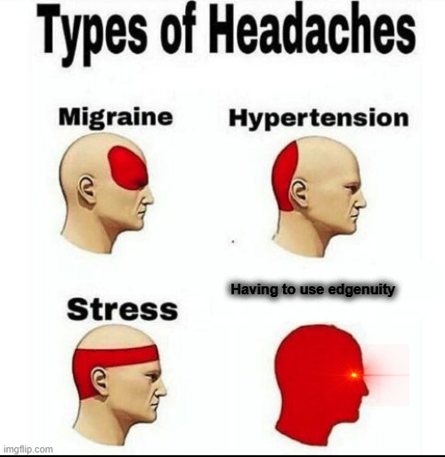 pain it's just pain if you use it you'd get it | Having to use edgenuity | image tagged in types of headaches meme | made w/ Imgflip meme maker
