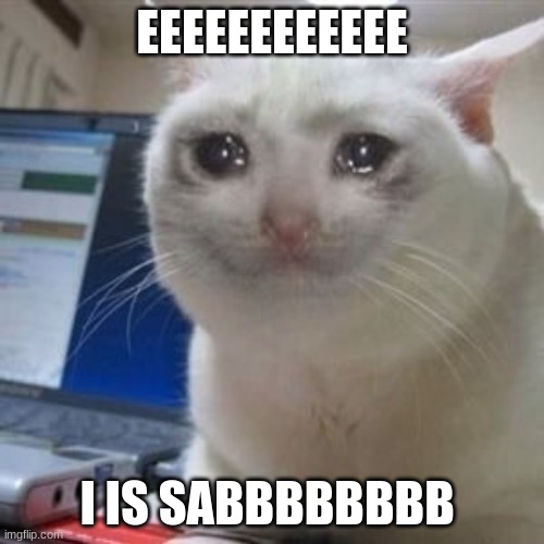 Sad cat tears |  EEEEEEEEEEEE; I IS SABBBBBBBB | image tagged in sad cat tears | made w/ Imgflip meme maker