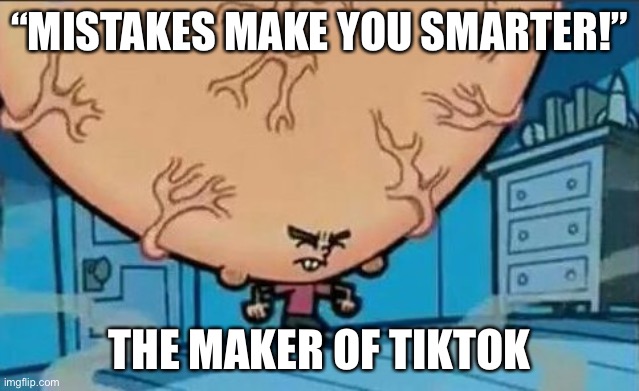 Yes | “MISTAKES MAKE YOU SMARTER!”; THE MAKER OF TIKTOK | image tagged in big brain timmy | made w/ Imgflip meme maker