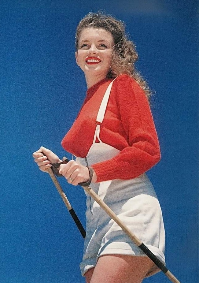 High Quality Nineteen year old Norma Jeane photographed by David Conover Blank Meme Template