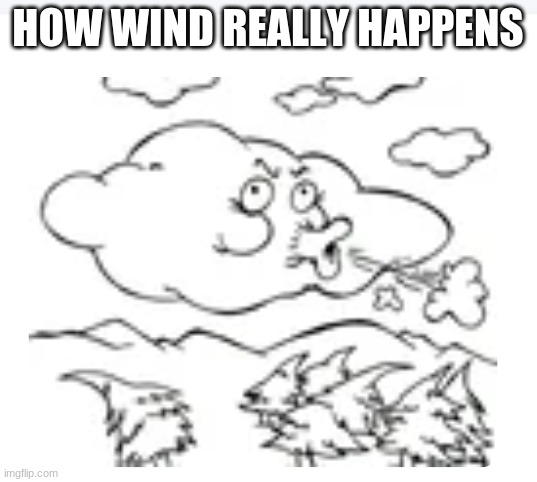 wind in a nutshell | HOW WIND REALLY HAPPENS | image tagged in memes,wind,cloud | made w/ Imgflip meme maker