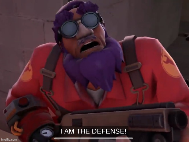 Lazy Purple I AM THE DEFENSE! | image tagged in lazy purple i am the defense | made w/ Imgflip meme maker