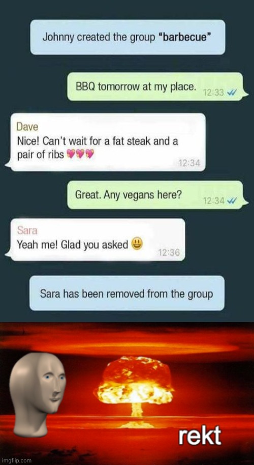 Barbecue | image tagged in rekt w/text,memes,roasts,roast,meme,roasted | made w/ Imgflip meme maker