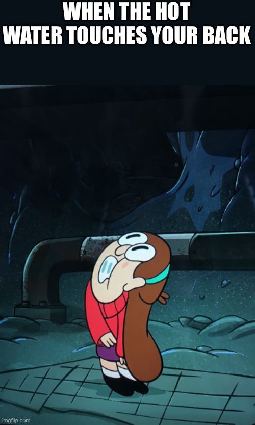 The bacteria isn’t dead if the skin isn’t red | WHEN THE HOT WATER TOUCHES YOUR BACK | image tagged in aaa,hot,water,gravity falls | made w/ Imgflip meme maker