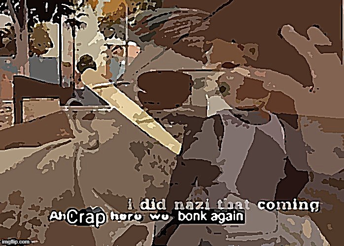 TFW u see (yet another) Nazi | image tagged in i did nazi that coming ah crap here we bonk again posterized | made w/ Imgflip meme maker