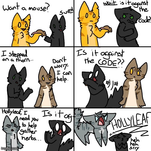 IS IT AGAINST THE CO- | image tagged in hollyleaf | made w/ Imgflip meme maker