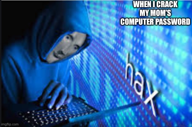 H a x |  WHEN I CRACK MY MOM’S COMPUTER PASSWORD | image tagged in hax | made w/ Imgflip meme maker