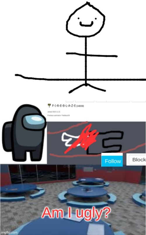 Fireblaze Profile Template | Am I ugly? | image tagged in fireblaze profile template | made w/ Imgflip meme maker