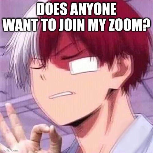Todoroki | DOES ANYONE WANT TO JOIN MY ZOOM? | image tagged in todoroki | made w/ Imgflip meme maker