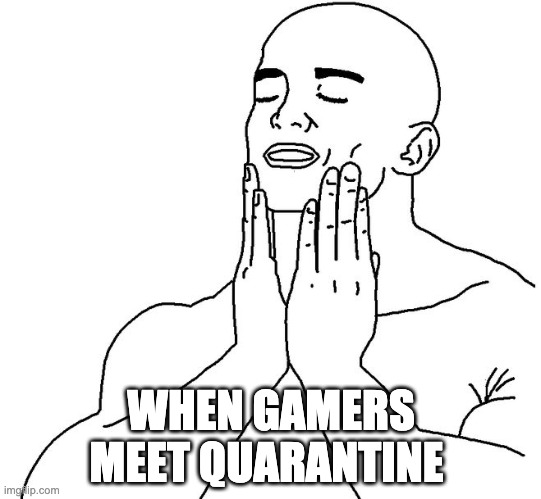 Ahh | WHEN GAMERS MEET QUARANTINE | image tagged in satisfaction | made w/ Imgflip meme maker