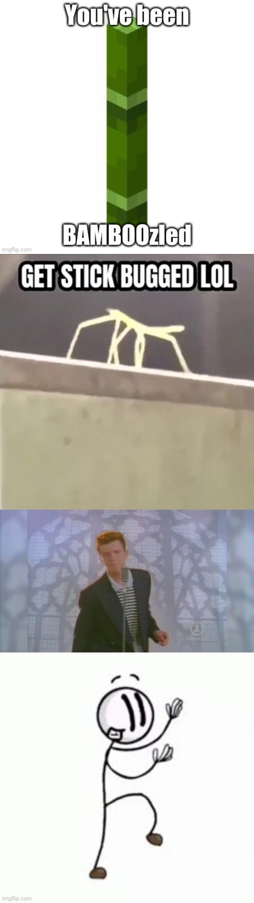 Get distracted by rick stick bamboozled | image tagged in bamboozled,get stick bugged lol,rick roll,distraction dance | made w/ Imgflip meme maker