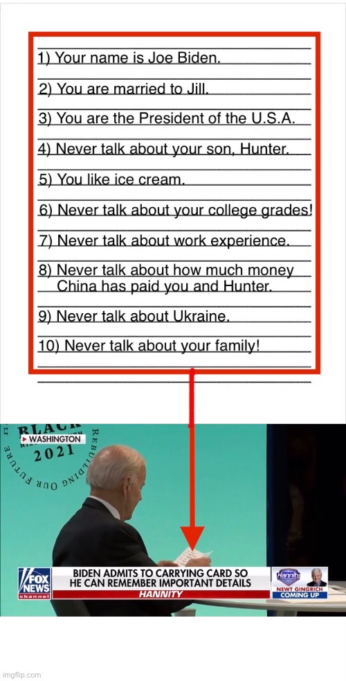 China Joe Biden’s notes to self. | image tagged in joe biden,creepy joe biden,biden,hunter,dementia,nuclear war | made w/ Imgflip meme maker