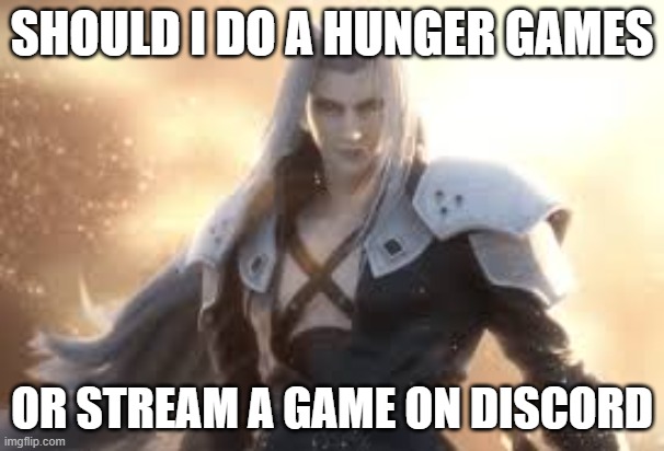 SHOULD I DO A HUNGER GAMES; OR STREAM A GAME ON DISCORD | made w/ Imgflip meme maker