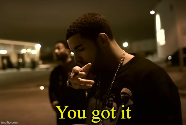 Drizzy got it | You got it | image tagged in drizzy got it | made w/ Imgflip meme maker