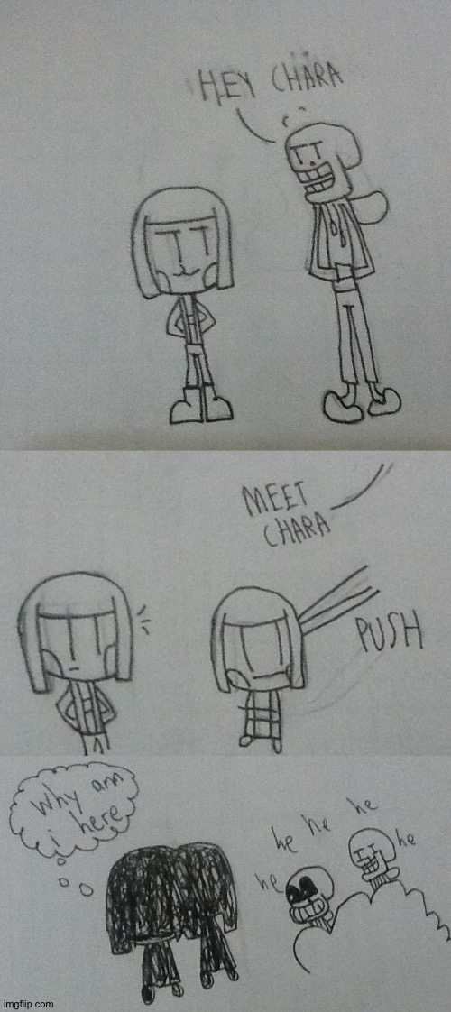 Some comic I made | image tagged in bad time trio,sans undertale,papyrus undertale,chara,undertale,underswap | made w/ Imgflip meme maker