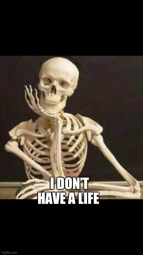 skeleton waiting | I DON’T HAVE A LIFE | image tagged in skeleton waiting | made w/ Imgflip meme maker