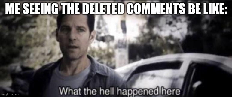 What the hell happened here | ME SEEING THE DELETED COMMENTS BE LIKE: | image tagged in what the hell happened here | made w/ Imgflip meme maker