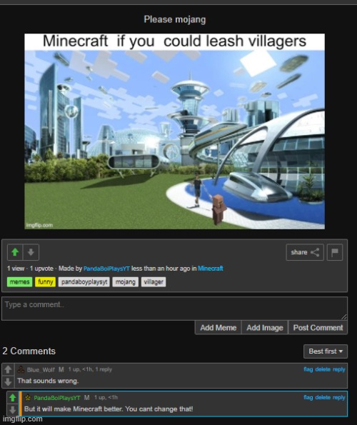 I guess mojang knows that you can't leash people if you wanna be SFW | made w/ Imgflip meme maker