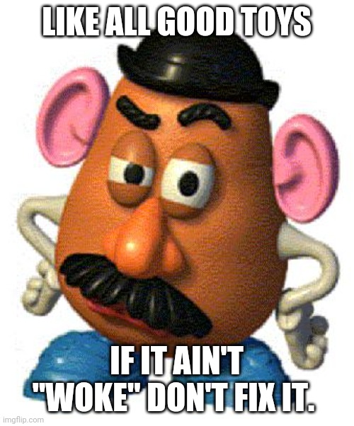 Mr Potato Head | LIKE ALL GOOD TOYS; IF IT AIN'T "WOKE" DON'T FIX IT. | image tagged in mr potato head | made w/ Imgflip meme maker