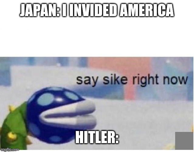 Ww2 meme | JAPAN: I INVIDED AMERICA; HITLER: | image tagged in say sike right now | made w/ Imgflip meme maker