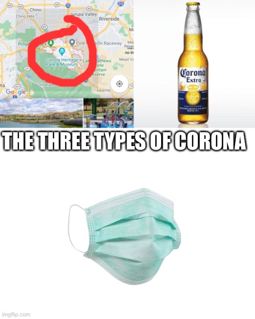 THE THREE TYPES OF CORONA | image tagged in memes,corona,blank white template | made w/ Imgflip meme maker
