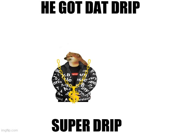 Blank White Template | HE GOT DAT DRIP SUPER DRIP | image tagged in blank white template | made w/ Imgflip meme maker