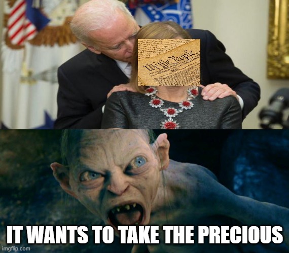 Constitution | IT WANTS TO TAKE THE PRECIOUS | image tagged in constitution,biden | made w/ Imgflip meme maker