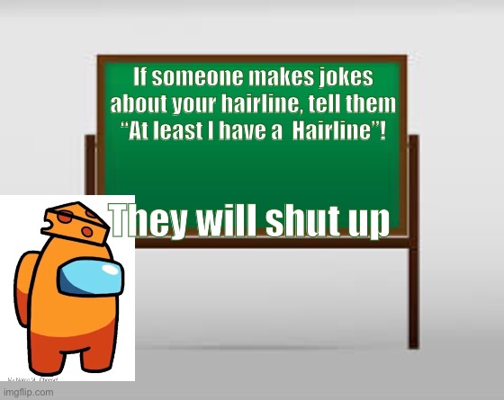 Lesson 2 |  If someone makes jokes about your hairline, tell them “At least I have a  Hairline”! They will shut up | image tagged in school board | made w/ Imgflip meme maker