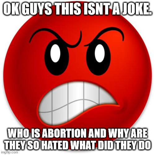 who.. | OK GUYS THIS ISNT A JOKE. WHO IS ABORTION AND WHY ARE THEY SO HATED WHAT DID THEY DO | image tagged in funny memes | made w/ Imgflip meme maker