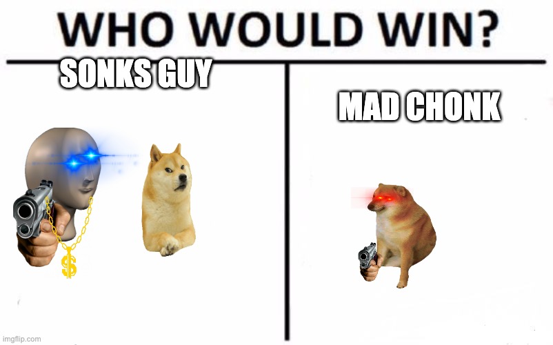 who would win | SONKS GUY; MAD CHONK | image tagged in memes,who would win | made w/ Imgflip meme maker