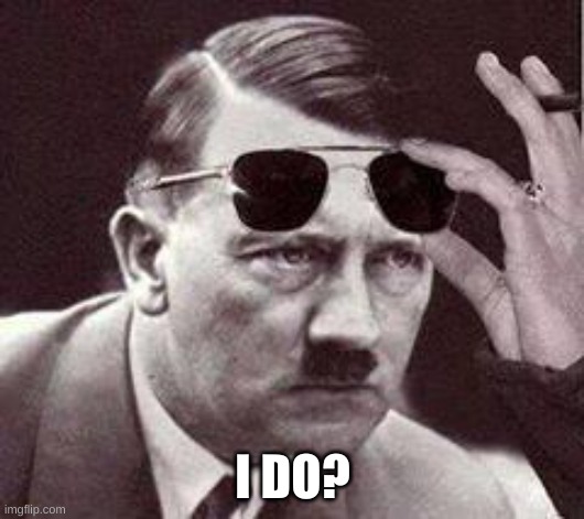 hitler sunglasses | I DO? | image tagged in hitler sunglasses | made w/ Imgflip meme maker