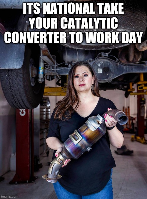 National catalytic converter day | ITS NATIONAL TAKE YOUR CATALYTIC CONVERTER TO WORK DAY | image tagged in catalytic converter | made w/ Imgflip meme maker