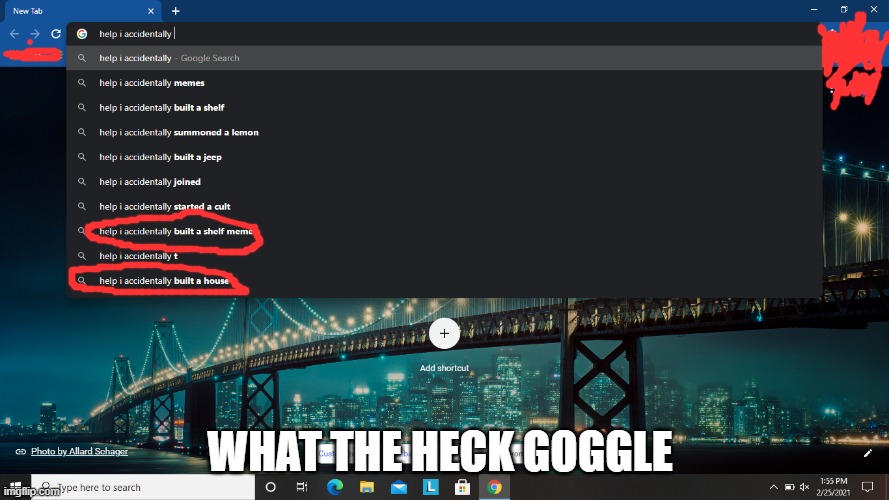 ... | WHAT THE HECK GOGGLE | image tagged in why,lol,idk | made w/ Imgflip meme maker