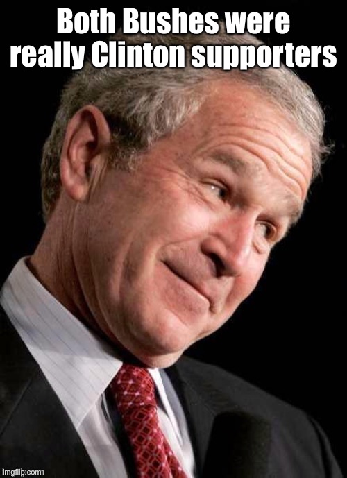 George W. Bush Blame  | Both Bushes were really Clinton supporters | image tagged in george w bush blame | made w/ Imgflip meme maker