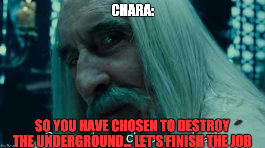 So you have chosen death | CHARA: SO YOU HAVE CHOSEN TO DESTROY THE UNDERGROUND... LET'S FINISH THE JOB | image tagged in so you have chosen death | made w/ Imgflip meme maker