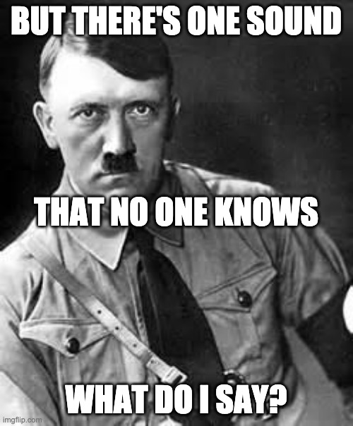 Adolf Hitler | BUT THERE'S ONE SOUND WHAT DO I SAY? THAT NO ONE KNOWS | image tagged in adolf hitler | made w/ Imgflip meme maker