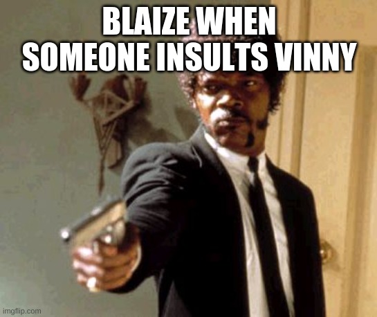 Two elf ocs i have-Blaize is a fire elf, Vinny is an ice elf | BLAIZE WHEN SOMEONE INSULTS VINNY | image tagged in memes,say that again i dare you | made w/ Imgflip meme maker