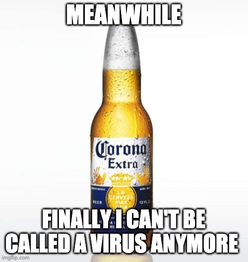 Corona Meme | MEANWHILE FINALLY I CAN'T BE CALLED A VIRUS ANYMORE | image tagged in memes,corona | made w/ Imgflip meme maker