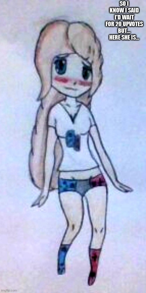 Tessy in Switch panties. (which imma say she got after she saw cloud in them) | SO I KNOW I SAID I'D WAIT FOR 20 UPVOTES BUT... HERE SHE IS... | image tagged in tessy,switch panties,hentai | made w/ Imgflip meme maker