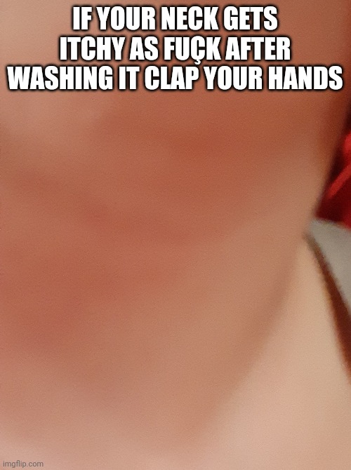 P a i n | IF YOUR NECK GETS ITCHY AS FUÇK AFTER WASHING IT CLAP YOUR HANDS | made w/ Imgflip meme maker