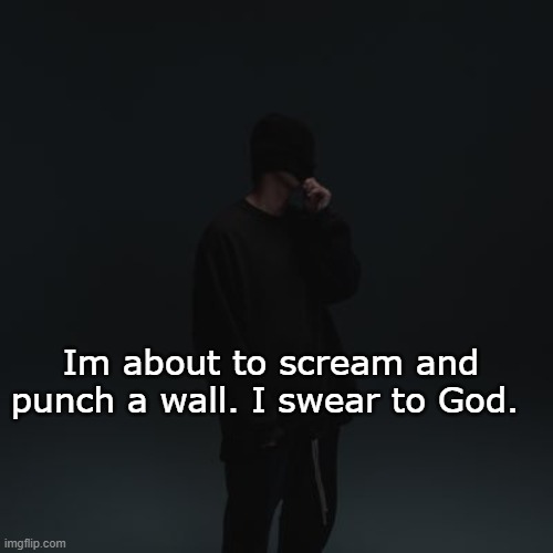 NF template | Im about to scream and punch a wall. I swear to God. | image tagged in nf template | made w/ Imgflip meme maker