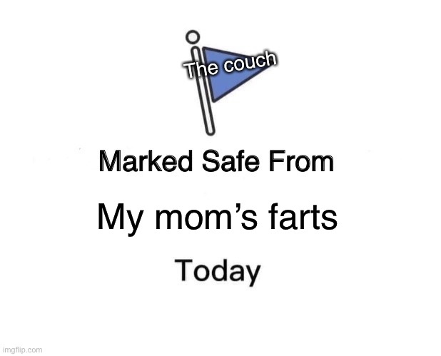 Marked Safe From | The couch; My mom’s farts | image tagged in memes,marked safe from | made w/ Imgflip meme maker