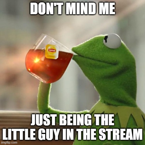 But That's None Of My Business | DON'T MIND ME; JUST BEING THE LITTLE GUY IN THE STREAM | image tagged in memes,but that's none of my business,kermit the frog | made w/ Imgflip meme maker