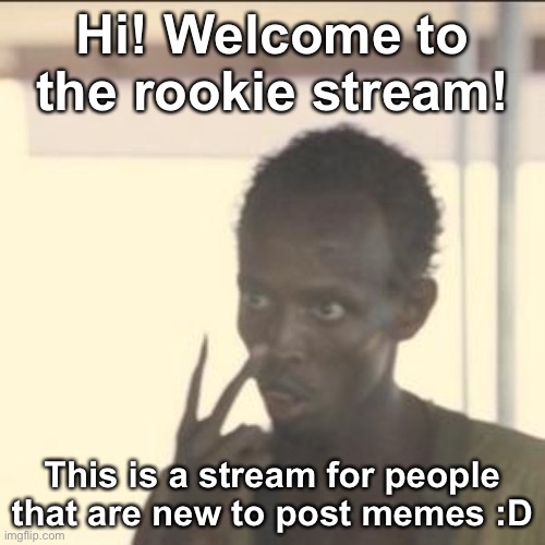 Look At Me |  Hi! Welcome to the rookie stream! This is a stream for people that are new to post memes :D | image tagged in memes,look at me | made w/ Imgflip meme maker