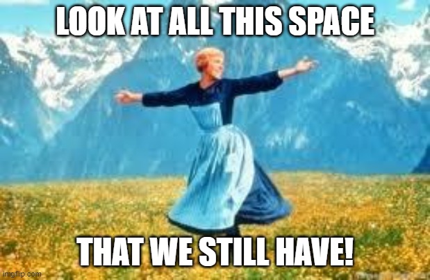 Planet Coaster park space logic be like | LOOK AT ALL THIS SPACE; THAT WE STILL HAVE! | image tagged in memes,look at all these | made w/ Imgflip meme maker
