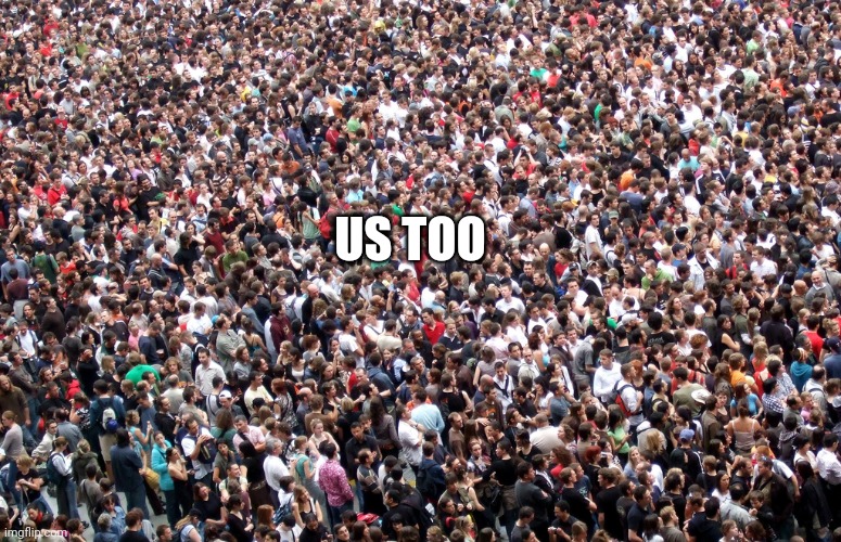 crowd of people | US TOO | image tagged in crowd of people | made w/ Imgflip meme maker