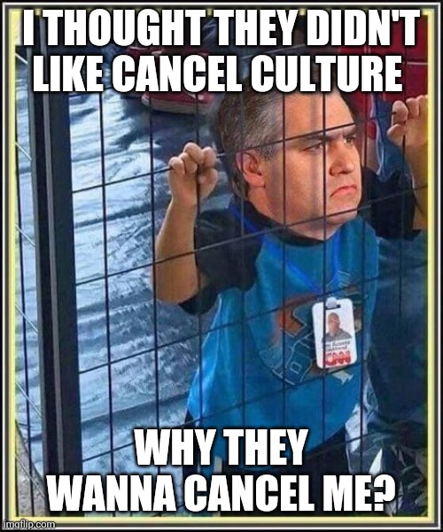 Jim Accosted | I THOUGHT THEY DIDN'T LIKE CANCEL CULTURE; WHY THEY WANNA CANCEL ME? | image tagged in cnn jim acosta | made w/ Imgflip meme maker
